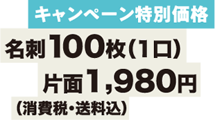 キャンペーン特別価格 名刺100枚（1口） 片面1,980円（消費税・送料込）